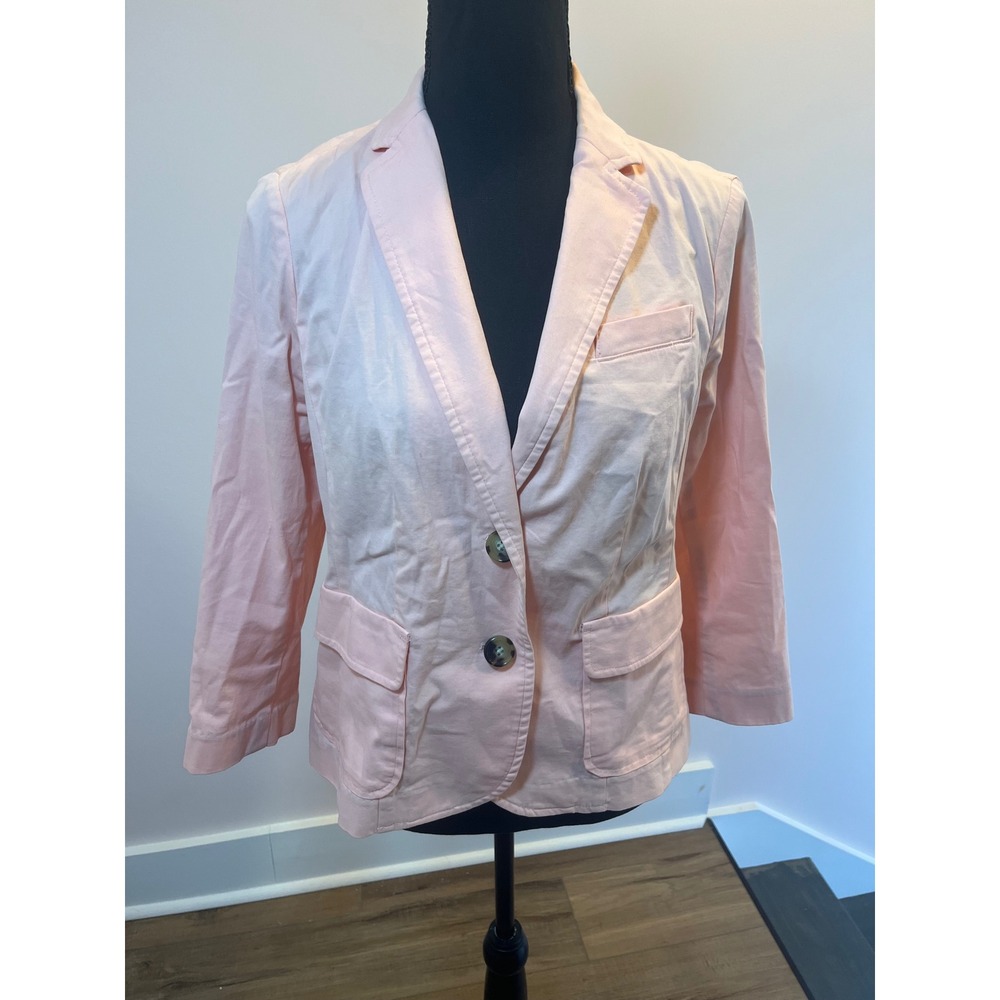 Talbots Petites Pink Cotton Blend Two Button Blazer Jacket Size 8P